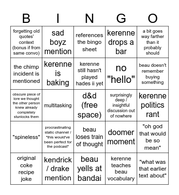 untitled bingo Card