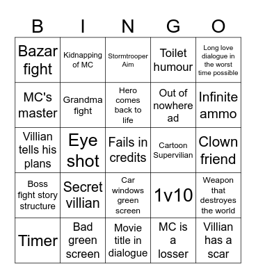 Ultimate trash movie bingo Card