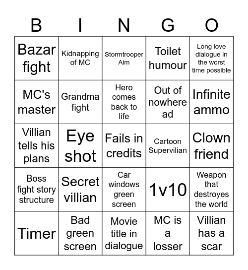 Ultimate trash movie bingo Card