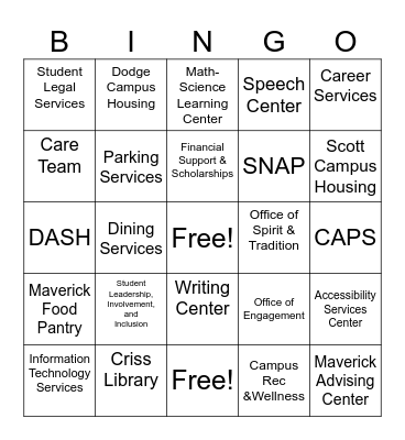 Scholarship Welcome Day Resource BINGO Card