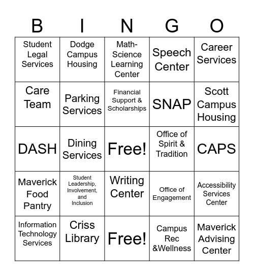 Scholarship Welcome Day Resource BINGO Card