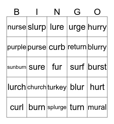 -ur- BINGO Card