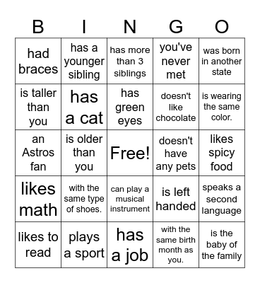 Find someone who... Bingo Card