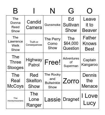 TV Shows!! Bingo Card