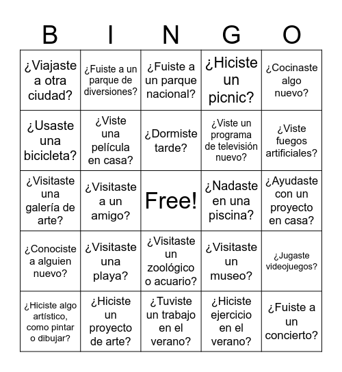 Mi Descanso de Verano Spa 2 Bingo Card