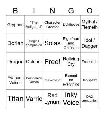 DA:VE Trailer Bingo Card