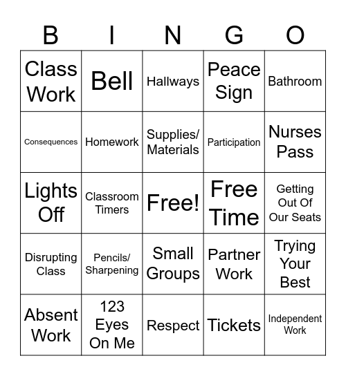 Class BINGO Card