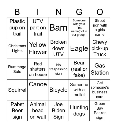 GSS Trail Rider Bingo Card