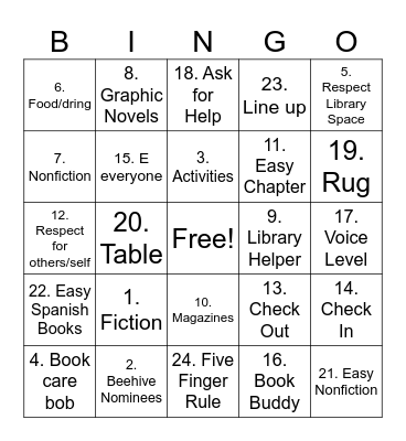 Library Bingo Card