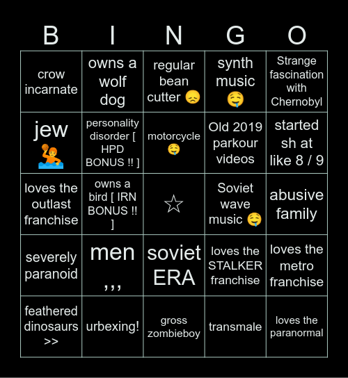 SIMON!!! Bingo Card