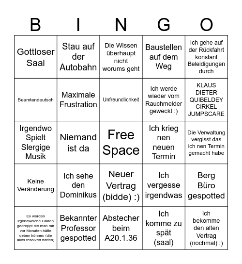 Thm Verwaltungs Spaß Bingo Card
