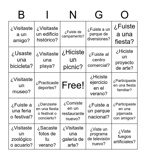 Mi Descanso de Verano Spa 2 Bingo Card