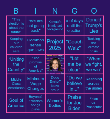 Impact DNC Watch Party Bingo Card