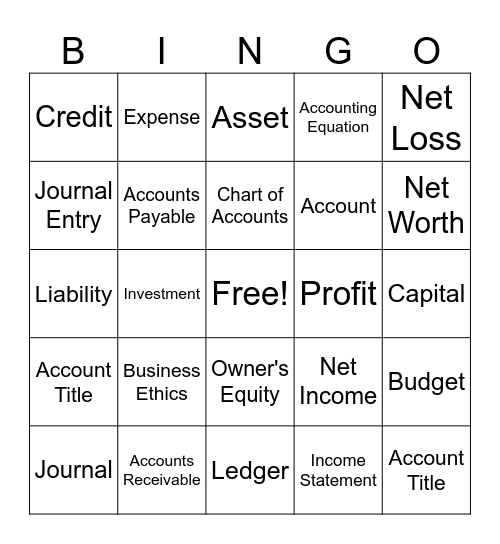 Accounting Bingo Card