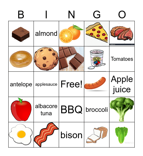 Foods Bingo Card