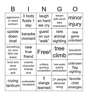 Torch Lake Trio Trip Bingo Card