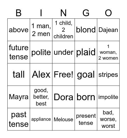 Untitled Bingo Card Untitled bingo card