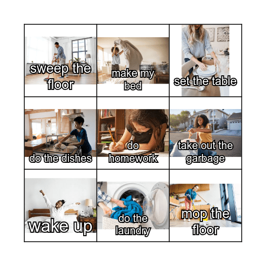 Chores Bingo Card