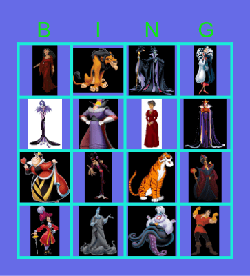 Disney Villains Bingo Card