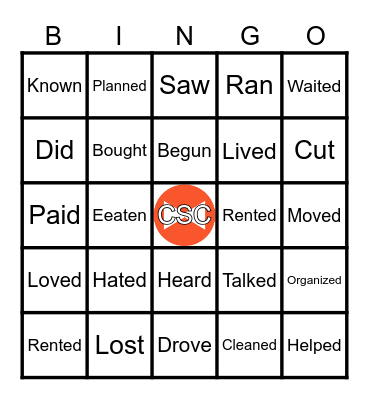 Verbs,  verbs, verbs! Bingo Card