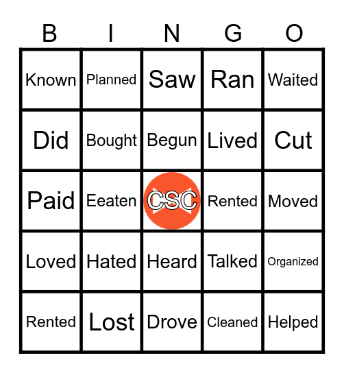 Verbs,  verbs, verbs! Bingo Card