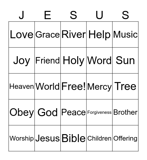 My Church BINGO Card