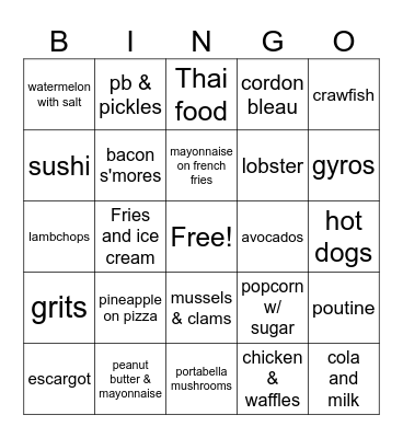 Just Say Yes! Bingo Card