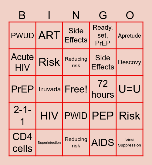 PrEP Awareness Bingo Card