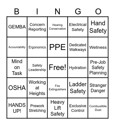 Devens Safety Bingo!!! Bingo Card