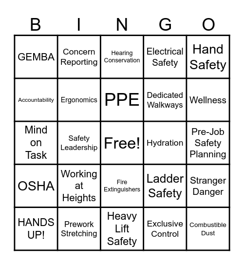 Devens Safety Bingo!!! Bingo Card