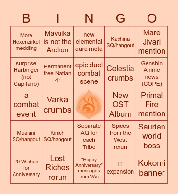 5.0 NATLAN Special Copefire Bingo!!!!! Bingo Card