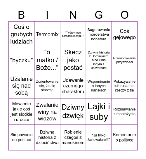 Lakarnumowe bingo Card