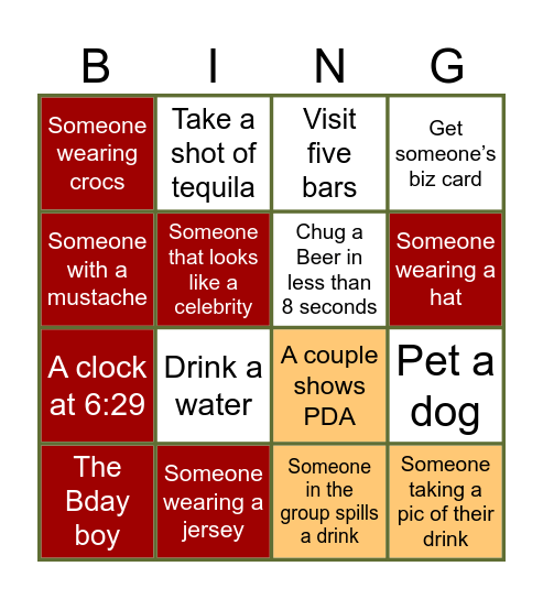 Brandon's Bingo Card