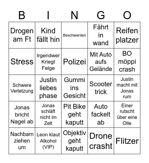 IDk 24 Bingo Card