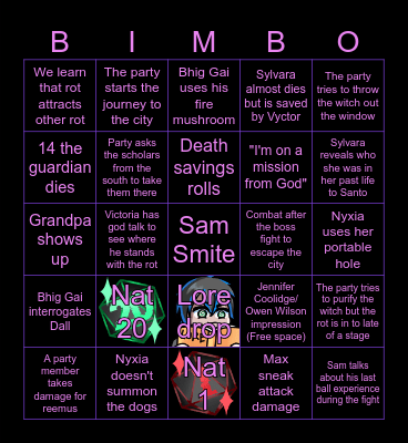 Beyond The Rift ep.7 Bingo Card