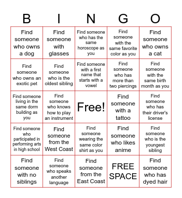 EL Get to Know Me Bingo Card