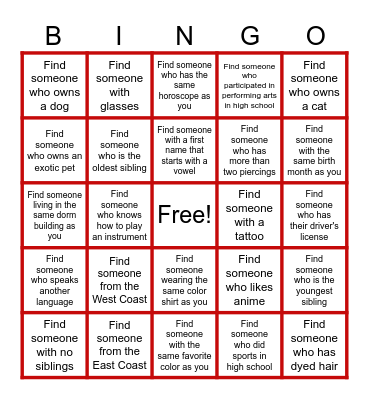 EL Get to Know Me Bingo Card