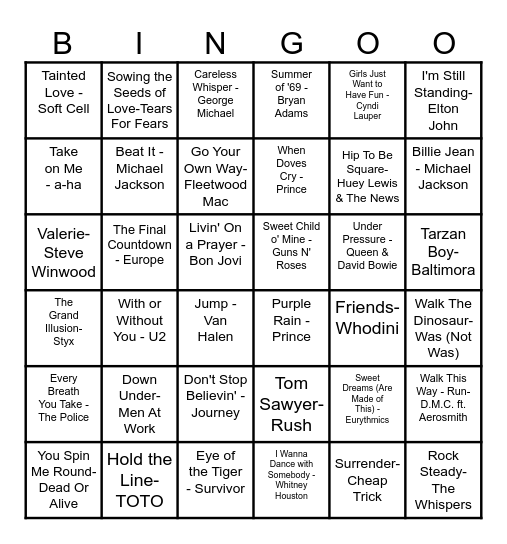 MUSICAL BINGO Card