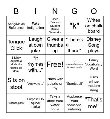 Mr. Beu Bingo Card