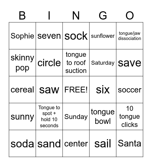 Victoria Bingo Card