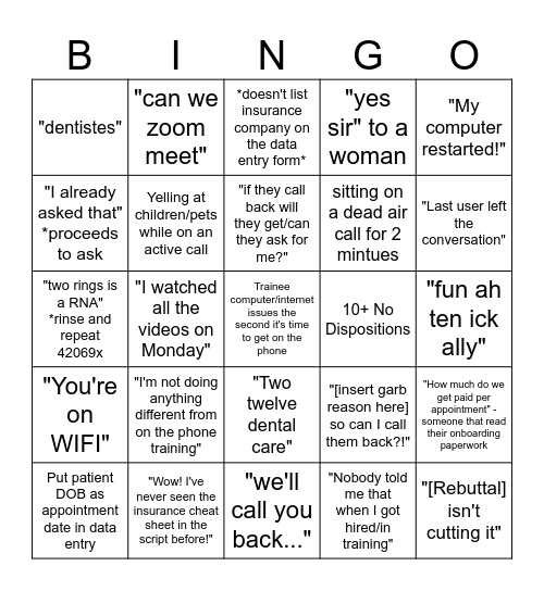 NPA Bingo Card