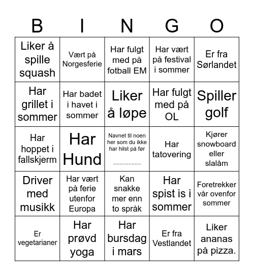 Bli kjent med BINGO Card