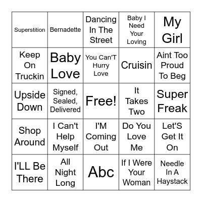 Motown Bingo Card