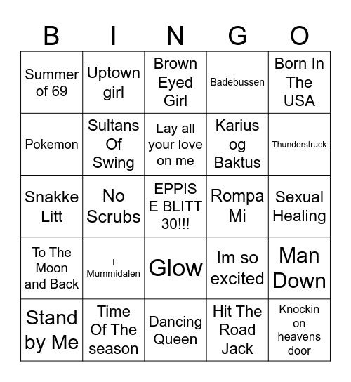 BINGOOOOO Bingo Card