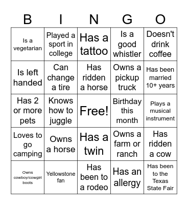 MCP Therapy Western BINGO Card