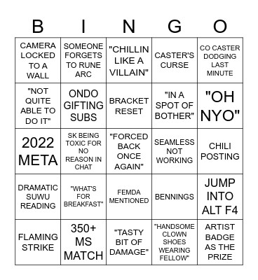 ENDA TOURNAMENT BINGO CARD Bingo Card