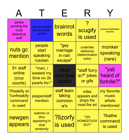 RAIN ESCAPE BINGO Card