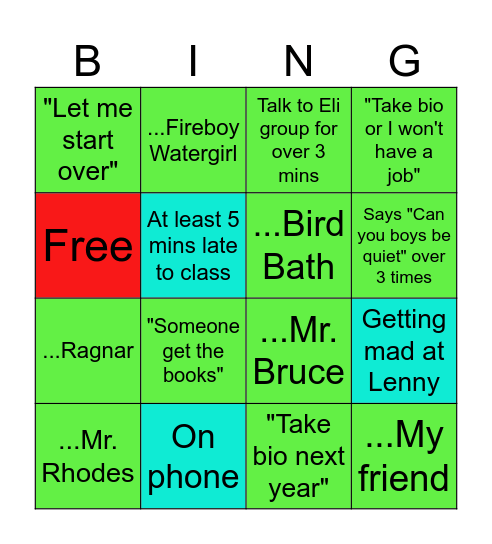 Bowis Bingo Card