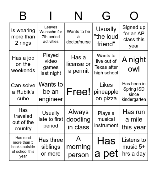 Untitled Bingo Card