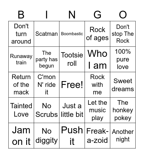 90s ROLLER RINK Bingo Card